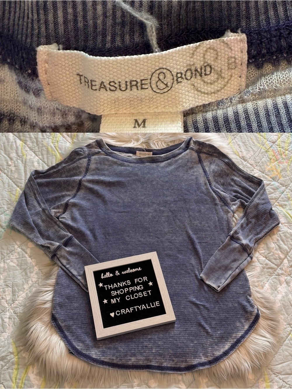 Treasure & Bond Waffle-Knit Long Sleeve Tee | Women’s Medium